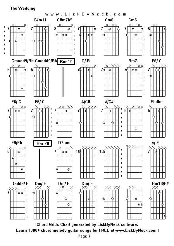 Chord Grids Chart of chord melody fingerstyle guitar song-The Wedding,generated by LickByNeck software.